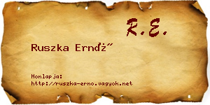 Ruszka Ernő névjegykártya